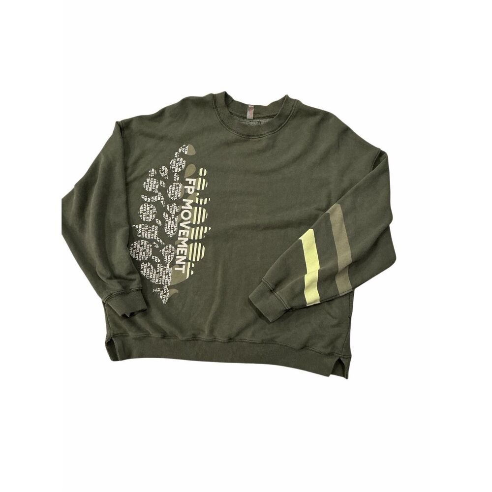 FREE PEOPLE FP MOVEMENT ASH ALL STAR BUTI LOGO CREWNECK PULLOVER SWEATSHIRT SZ M